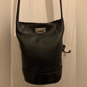 Vintage Tignanello Black Leather Bucket Bag